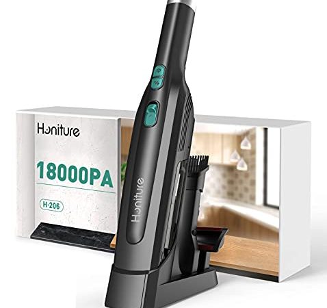 Aspirateur à Main sans Fil, Aspirateur Voiture 18000Pa,200W Aspirateur de Table Puissant avec Socle,USB Type-C Charge Rapide, 2 Vitesses, Brosse Extensible pour Poils d'animaux (Noir)