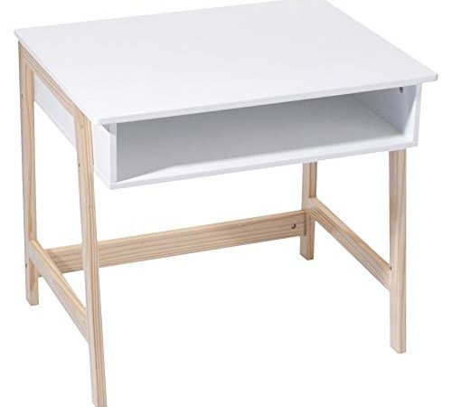 Atmosphera Bureau en Bois Enfants - Pratique Astucieux - Style scandinave - Coloris Blanc Bois Naturel