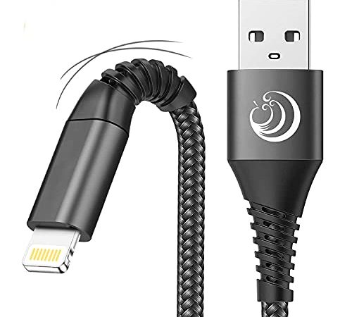 Câble Chargeur iPhone [1m+2m/Lot de 2] Cable Lightning Certifié MFi Chargeur iPhone Nylon Tressé Câble Fil Lightning Charge Rapide Cordon pour iPhone 13 12 Pro Max 11 Pro XR XS X 8 Plus 7 6s 6 Se,iPad