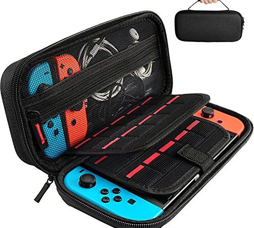 Daydayup Etui pour Nintendo Switch et Switch OLED Pochette coque avec 20 Emplacement pour Carte en Matériau Durable Anti Protection pour Nintendo Switch Console & Accessoires