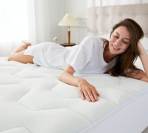 EHEYCIGA Surmatelas 140 × 190 Protège Matelas Mémoire de Forme sur-Matelas pour Adulte, Couvre et Protège-Matelas Extensible Infusé de Gel Housse Matelas, 140 × 190+38 cm, Blanc