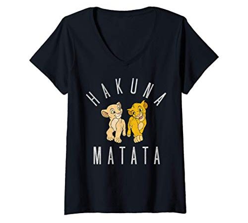 Femme Disney Lion King Simba Nala Hakuna Matata T-Shirt avec Col en V