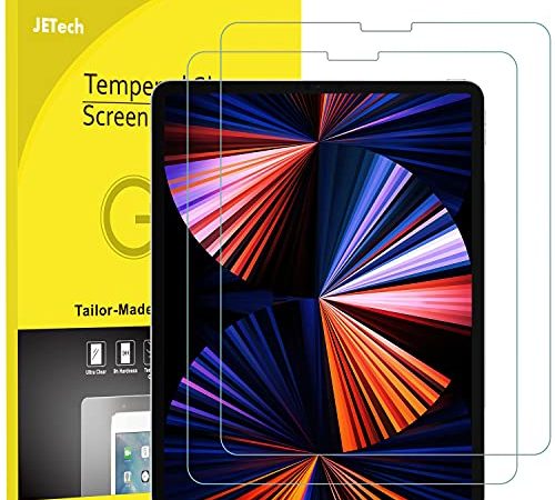 JETech Protection Écran pour iPad Pro 12,9 Pouces Modèle 2021/2020/2018 (5ème/4ème/3ème Génération) Côte à Côte Écran Liquid Retina, Film de Protection en Verre Trempé, Lot de 2