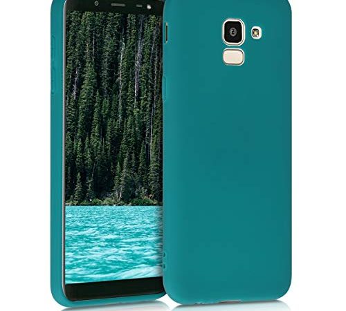 kwmobile Coque Compatible avec Samsung Galaxy J6 - Housse de téléphone Protection Souple en Silicone - pétrole Mat