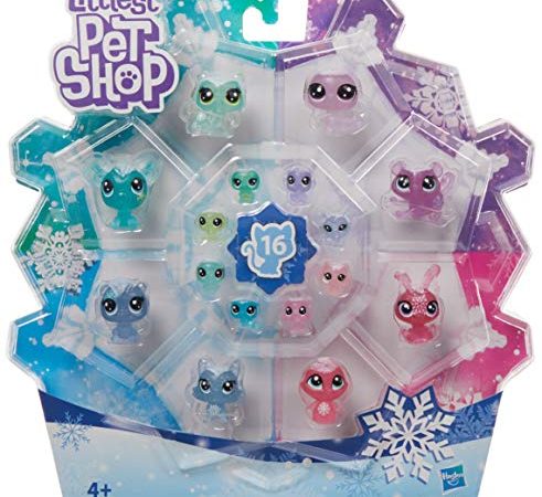 Littlest Pet Shop – Coffret de 16 Figurines - Collection Givrée – 8 Pet Shop classiques et 8 Minis Pet Shop