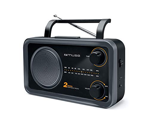 Muse M-06 DS Radio de Cuisine (FM, Ondes Moyennes MW) Fonctionne sur Secteur et sur Piles Entrée AUX pour téléphone Portable Prise Casque Antenne télescopique Noir