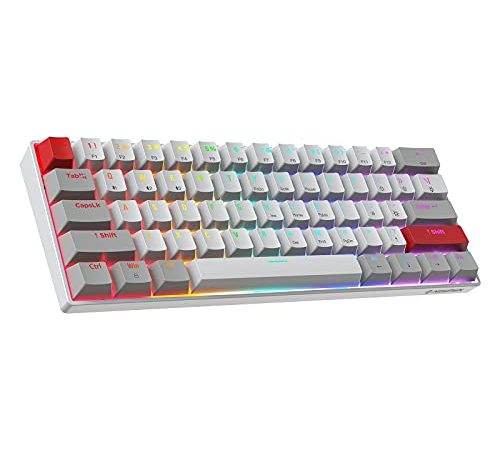 NEWMEN GM610 Clavier 60% remplaçable à Chaud avec Jeu de Touches supplémentaires, rétroéclairé RGB Clavier mécanique, programmables pour Windows/Mac/Android, Clavier Gamer QWERTY,Brown Switch