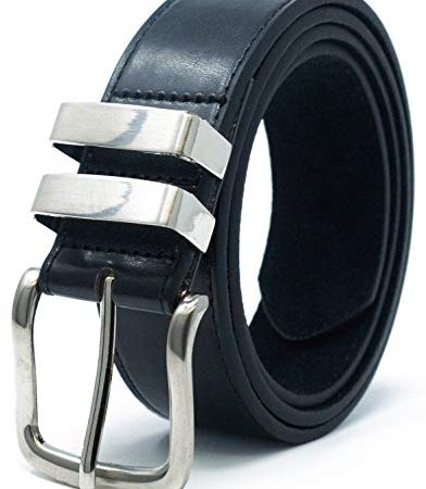 Ossi 38mm Jean double boucle ceinture pour homme - noir 132cm - 142cm taille