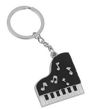 Porte-clés, Bijoux de Sac Piano Motifs Notes de Musique, Noir et Blanc.