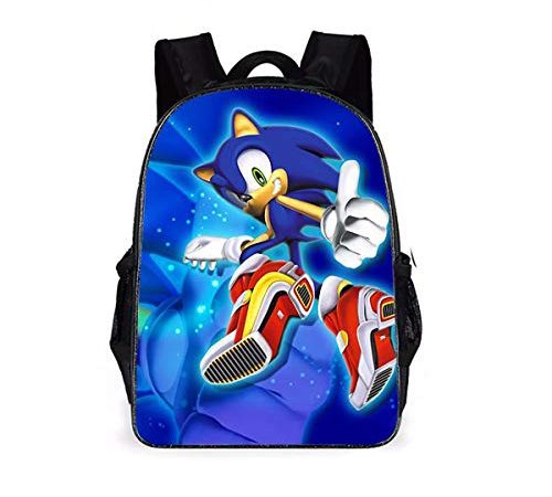 Sonic Imprimé Sac à Dos Enfants Sac à Dos, Sonic The Hedgehog Sac à Dos, Mignon Sac à Dos Maternelle Sac d'école Enfants Sac à Dos pour garçons et Filles, Bleu 30 * 15 * 40cm