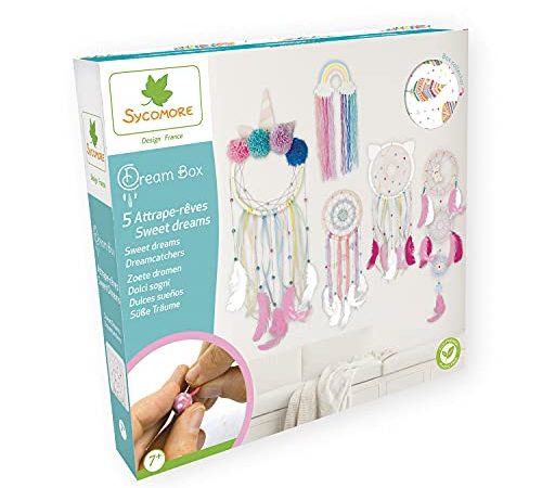 Sycomore- Kit création Attrape-rêves pour Enfants, CRE2087, Vert