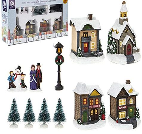 Toyland® Mini Village - Ensemble de scènes Lumineuses - Décorations de Noël (12 Pièce)