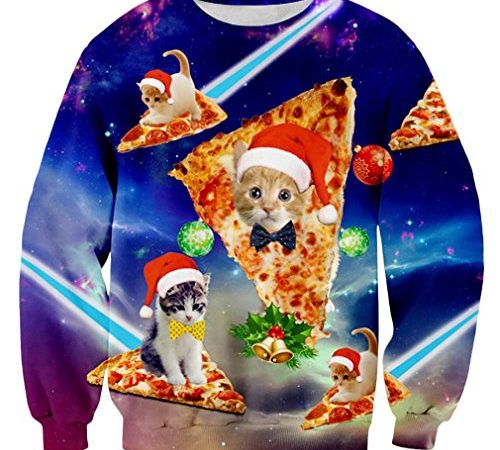 uideazone Ugly Christmas Sweater Pull de Noël Pullover Jumper 3D Imprimé Xmas Graphique Pull Santa Manches Longues Sweatshirts pour Hommes Femmes