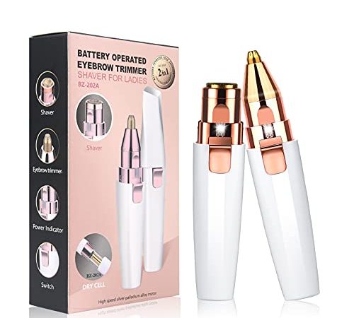 URAQT Epilateur Sourcil, Epilateur Facial Rechargeable, 2 en 1 Epilateur à Sourcil Electrique Épilation à Lumière Indolore avec Lumière LED Intégrée pour Les Lèvres du Visage Épilation du Visage