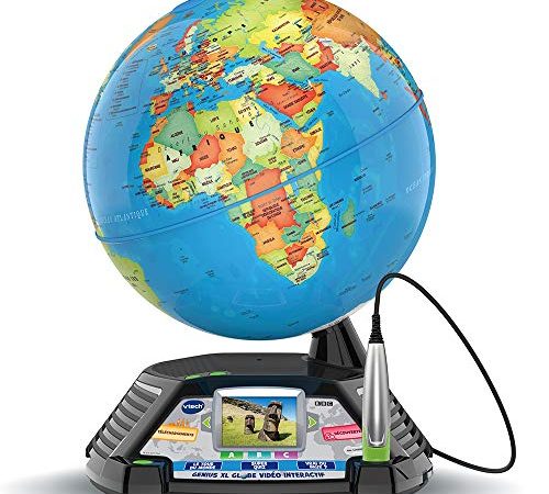 VTech - Genius XL – Globe Vidéo interactif avec écran vidéo électronique éducatif – Version FR