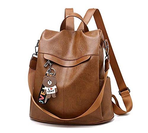 Wishliker Sac à Dos Anti-vol Sacs À Bandoulière en PU Cuir Sac a Dos Étanche Sacs D'école pour Femme Fille