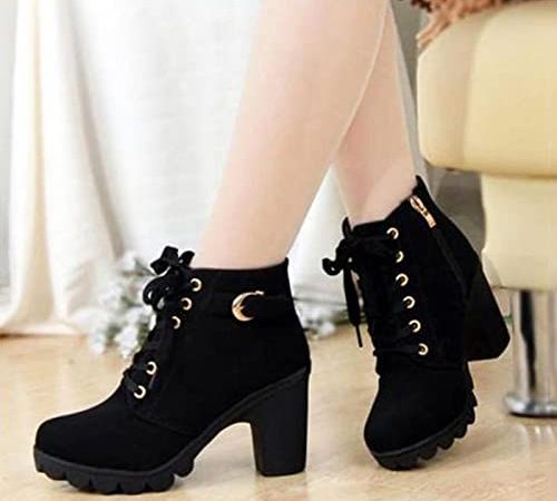 YHCS Nouveau Printemps Hiver Femmes Pompes Bottes de Haute qualité Lace-up Chaussures de Dames européennes de Haute qualité PU Talons Hauts Bottes Rapides Livraison Rapide