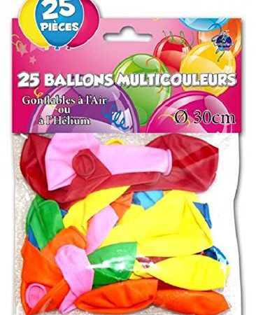 25 BALLONS BAUDRUCHES - DECO SALLE - Haute qualité - Garantie air et hélium (MULTI-COLOR)