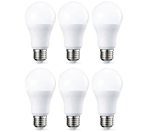 Amazon Basics Lot de 6 ampoules LED Culot Edison à vis E27 10,5 W (équivalent 75 W) Blanc chaud Intensité non variable