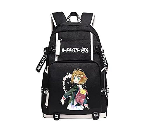 Anime Card Captor Sakura Backpack USB Garçon Fille Livre Cartable Grande Capacité Adolescents Étudiants Cartables Femmes Hommes Voyage Sac À Dos Noir