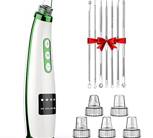 Aspirateur Point Noir Visage Extracteur Point Noir Professionnel Appareil à Point Noir Nettoyant de Pores Vacuum Comédons Refiner Affichage LED Rechargeable USB 5 Modes 5 Sondes 7Pcs D'outils