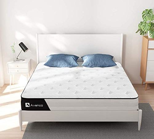 Avenco Matelas 140x190 cm, Épaisseur 22cm, Ressorts Ensachés Indépendant, Soutien Parfait de 5 Zones de Confort, Sommeil Rafraichissant et Décontractant, Support 10 Ans