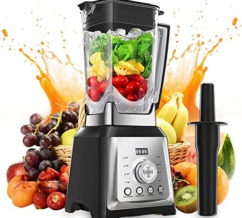 Blender 2000W, Onlyelax Stand Mixer Smoothie Maker 8 lames en acier inoxydable 4 Programmes Prédéfinis 30000tours 2L BPA Free Container, (FB-016)