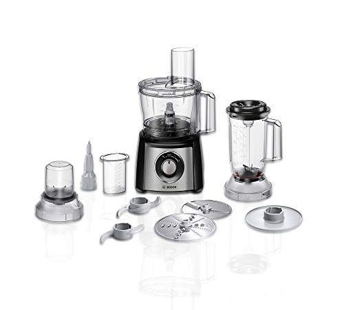 Bosch MultiTalent 3 MCM3501M – Robot de cuisine polyvalent avec plus de 50 fonctions – 800 W – Capacité de 2,3 L – Couleur : Noir/Inox brossé