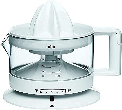 Braun CJ3000 TributeCollection Presse Agrumes Electrique, Rotation Multidirectionnelle, Capacité Bol 350 ml, 20 W, Plastique, Blanc