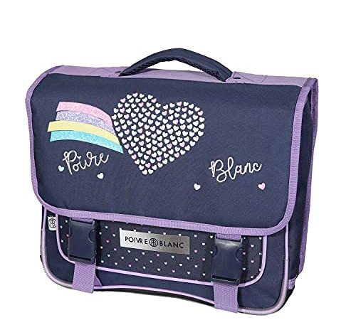 Cartable 38 cm Poivre Blanc Coeur Arc en Ciel Bleu Marine Bagtrotter