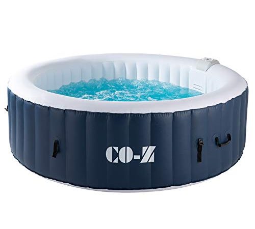 CO-Z 2,1 x 2,1 m Spa Extérieur Gonflable Chauffé, 6 Places Bain à Remous Extérieur Portable, Piscine Gonflable Bain à Remous avec 140 Jets de Massage Pompe à Air et Chauffage pour Jardin Soirée