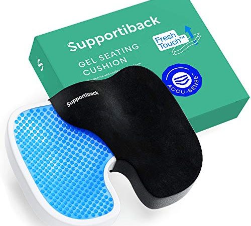 Coussin orthopédique pour Le Coccyx avec CoolGel® - pour Voiture, Bureau, Maison, sciatique, douleurs au Coccyx et au Dos - Design médical certifié CertiPUR