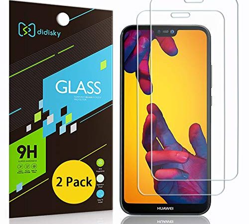 Didisky Protecteur Verre Trempé pour Huawei P20 Lite, Film Protection écran [2 pièces] résistance aux Rayures, dureté 9H, Pas de Bulles, Haute définition, Facile à Utiliser