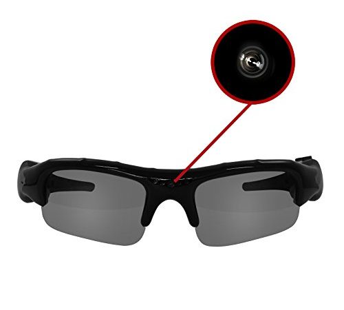 Eaxus®️ Action video glasses / spy glasses / camera glasses. ️ caméra d'action avec lunettes de soleil - mini caméra et microphone. Caméra vidéo cachée, caméra de surveillance VGA