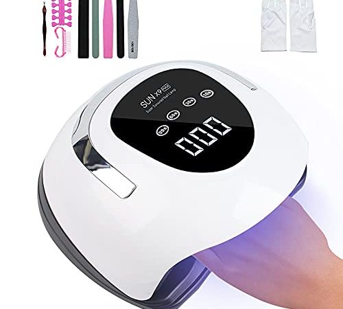 iBigLY Lampe UV LED Sèche Ongles, 220W UV LED Séchoir à Ongles Professionnel Lampe UV Ongles Gel avec Capteur Automatique, Séchage Rapide 4 Minuteries, Ecran LCD,our Vernis Semi Permanent Gel Vernis