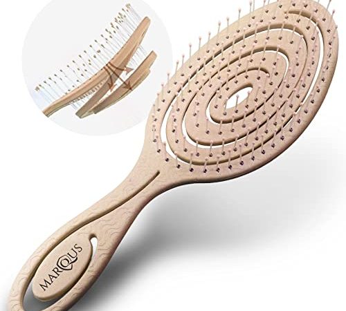 Innovante Brosse Démêlante Cheveux enfant et à tous les types de cheveux, poils souples, 1 Unité biologique et fabriquée à partir de matières végétales en couleur nature