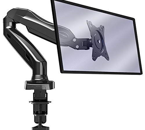 Invision Support Écran PC Moniteur, Bras Articulé Ergonomique Ressort à Gaz Pour Écrans 43–68,5cm (17–27") Réglable Inclinaison Pivot et Fixation Bureau VESA 75x75mm&100x100mm. Poids 2kg-6,5kg (MX150)