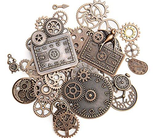 KIMI-HOSI 40 Pièces Vintage Steampunk Engrenages Metal Gears Horloge Montre Roues Pendentif Charms Gears Bijoux de Bricolage pour Décorer les Bracelets Collier Chapeau Sac Kunsthandwerk