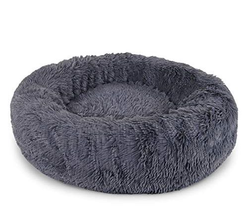 lionto Panier rond pour chien coussin pour chat panier donut Ø 50 cm (M) Gris foncé