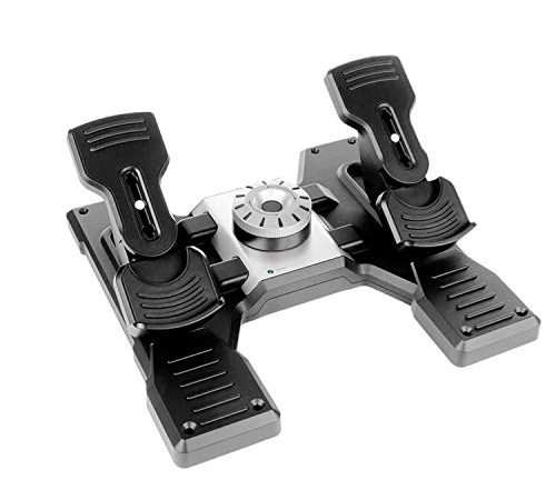 Logitech G Saitek Pro Flight Rudder Pedals, Pédales de Direction pour Gouverne de Direction et Freins pour Simulateur de Vol, Auto-Centrage, Ajustement de la Sensibilité, USB, PC - Noir