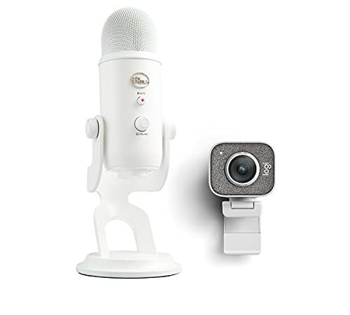 Logitech StreamCam : Webcam Streaming full HD 1080p Blanc + Blue Yeti Microphone USB Professionnel Micro Streaming Blanc, Configuration Ultime Pour Les Streamers et les Gamers sur PC et MAC