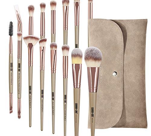 MAANGE Pinceaux Maquillages Professionnel15 Pièces Kit de Pinceaux Maquillage Avec Trousse de Maquillage, Pinceaux de Maquillage Pinceau de fond de Teint Synthétique Haut de Gamme