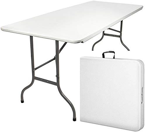 MaxxGarden Table Pliante - Table Pliante adaptée au Camping, à la Plage, aux fêtes, etc. - Système de Transport Pratique - 180-70-74cm - Couleur: Blanc