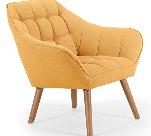 Menzzo Scandinave Fauteuil, Tissu, Jaune, 83