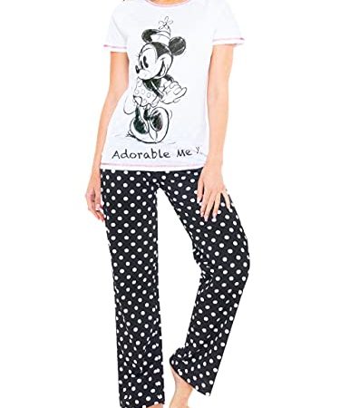 Minnie Mouse - Ensemble De Pyjamas - Minnie Mouse - Femme - Blanc/Noir - Taille L