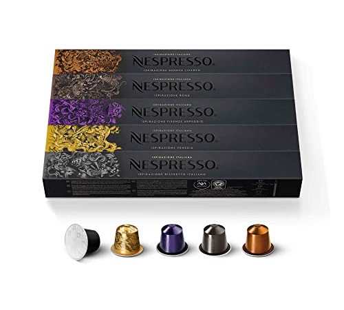 Nespresso Original - Assortiment Ispirazione Italiana 50 Capsules - 10x Venezia, 10x Ristretto Italiano, 10x Firenze Arpeggio, 10x Roma, 10x Genova Livanto