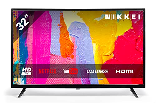 Nikkei NH3218S Télévision 81 cm / 32 Pouces - LED Smart TV avec Netflix, Spotify, Youtube, HD Ready, WiFi, 1366 x 768, 3X HDMI, 2X USB, VESA 200 x 100 mm, Guide Électronique des Programmes