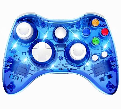 PAWHITS Manette Xbox 360 sans Fil Gamepad Contrôleur de Jeu avec Double Vibration (Bleu)