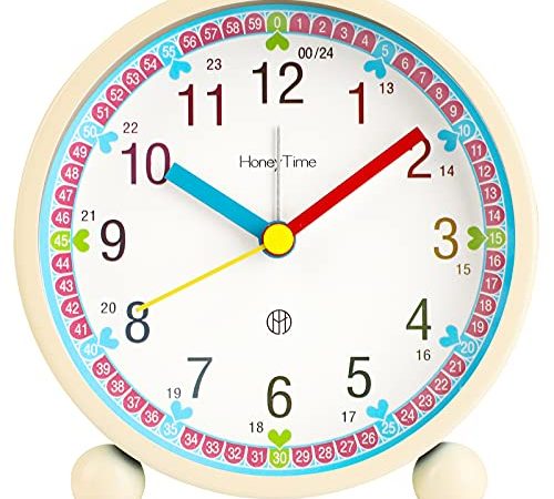 Réveil Enfant Garçon Fille, Réveil Matin Silencieux sans Tic-Tac, Original Analogique Alarme Lumineux Snooze Réveil Chevet