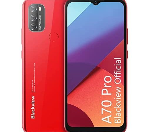 Smartphone Débloqué 4G, Blackview A70 Pro Android 11 Telephone Portable (4Go+32Go/SD-128Go, 5380mAh, Unisoc T310, Écran 6.51"HD+,13MP+5MP) Telephone Dual SIM, Face ID/Fingerprint/GPS/2Ans de Garantie